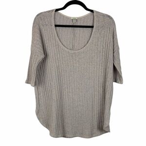 Urban Outfitters Écoté Ribbed Knit Short Sleeve Tunic Top Taupe Size Medium